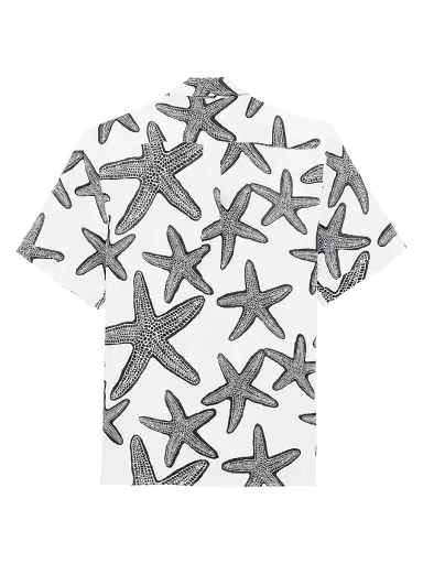 Vilebrequin Men's Starlettes Printed Linen Shirt - Blanc - Size Large | Thumbnail 3