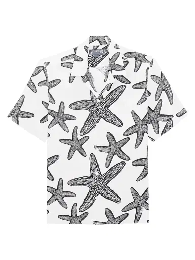 Vilebrequin Men's Starlettes Printed Linen Shirt - Blanc - Size Large | Thumbnail 1