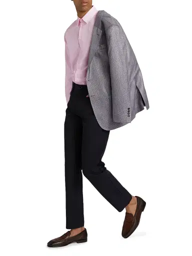 Emporio Armani Men's Birdseye Cotton Dress Shirt - Light Pink - Size 16.5 | Thumbnail 2