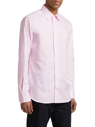 Emporio Armani Men's Birdseye Cotton Dress Shirt - Light Pink - Size 16.5 | Thumbnail 4
