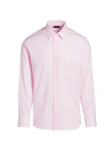 Emporio Armani Men's Birdseye Cotton Dress Shirt - Light Pink - Size 16.5 | Thumbnail 1