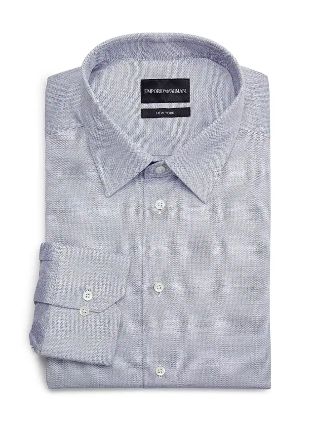 Men's Chevron Cotton Dress Shirt - Blue