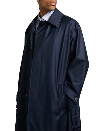 Emporio Armani Men's Wool Belted Trench Coat - Blue - Size 38 | Thumbnail 6
