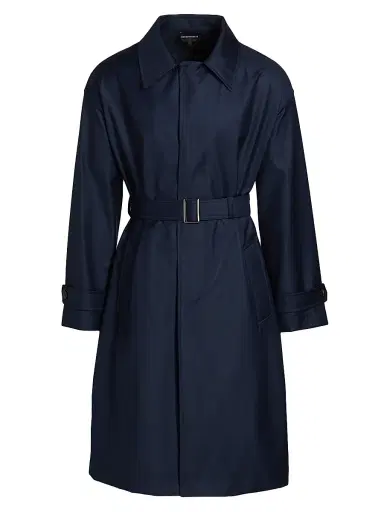 Emporio Armani Men's Wool Belted Trench Coat - Blue - Size 38 | Thumbnail 1