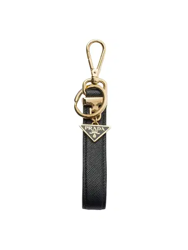Prada Men's Saffiano Leather Key Ring - Black | Thumbnail 1
