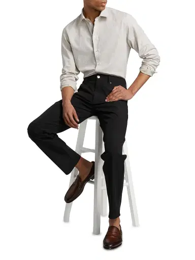Emporio Armani Men's Linen-Cotton Cross-Stitch Shirt - Tan - Size XXL | Thumbnail 2