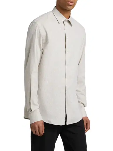 Emporio Armani Men's Linen-Cotton Cross-Stitch Shirt - Tan - Size XXL | Thumbnail 4