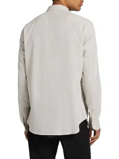 Emporio Armani Men's Linen-Cotton Cross-Stitch Shirt - Tan - Size XXL | Thumbnail 5