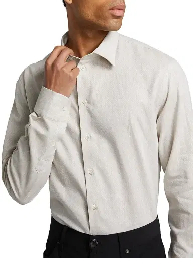 Emporio Armani Men's Linen-Cotton Cross-Stitch Shirt - Tan - Size XXL | Thumbnail 6