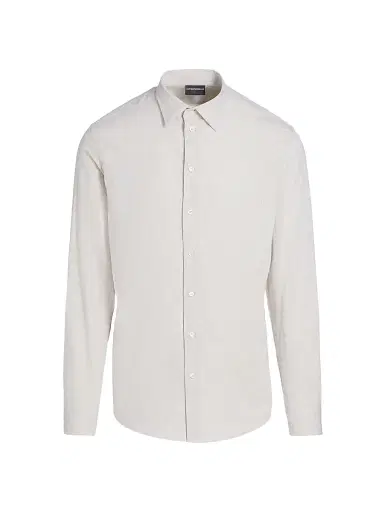 Emporio Armani Men's Linen-Cotton Cross-Stitch Shirt - Tan - Size XXL | Thumbnail 1