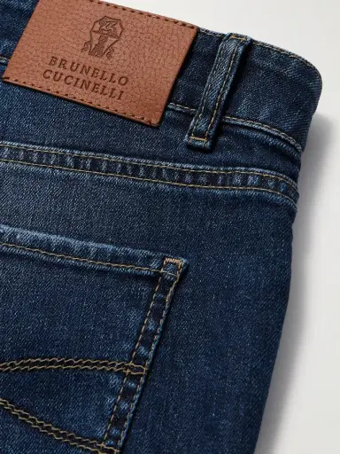 Brunello Cucinelli Slim-Fit Straight-Leg Logo-Embroidered Jeans - Men | Thumbnail 4 Brunello Cucinelli Slim-Fit Straight-Leg Logo-Embroidered Jeans - Men | Thumbnail 4