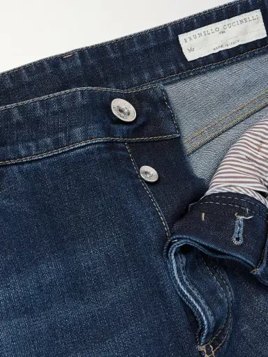 Brunello Cucinelli Slim-Fit Straight-Leg Logo-Embroidered Jeans - Men | Thumbnail 5 Brunello Cucinelli Slim-Fit Straight-Leg Logo-Embroidered Jeans - Men | Thumbnail 5