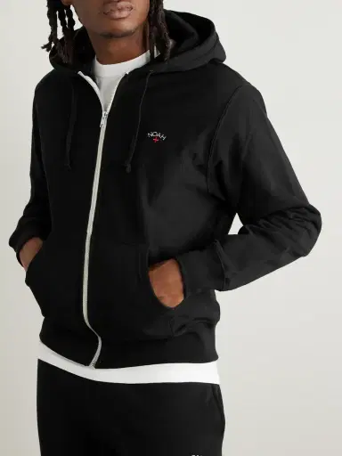 Noah Logo-Embroidered Cotton-Jersey Zip-Up Hoodie - Men | Thumbnail 3