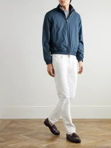 Loro Piana Reversible Storm System® Jersey and Twill Bomber Jacket - Men | Thumbnail 2 Loro Piana Reversible Storm System® Jersey and Twill Bomber Jacket - Men | Thumbnail 2