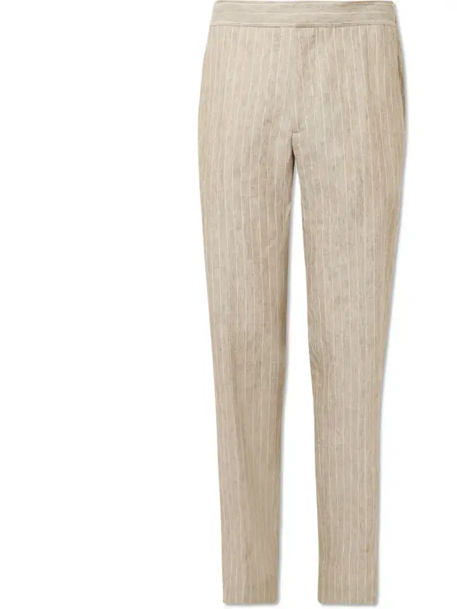 MR P. James Straight-Leg Striped Linen Suit Trousers - Men