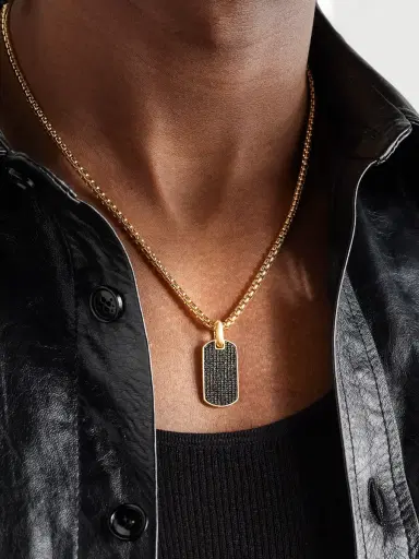 David Yurman Chevron Gold Diamond Pendant - Men | Thumbnail 2 David Yurman Chevron Gold Diamond Pendant - Men | Thumbnail 2
