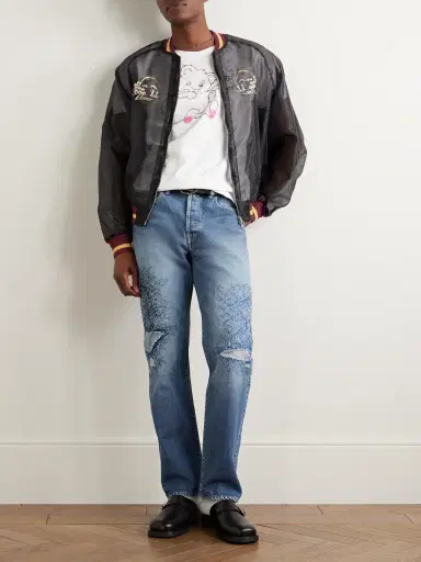 KAPITAL Monkey CISCO Straight-Leg Distressed Embroidered Jeans - Men | Thumbnail 2