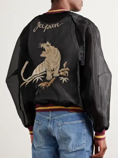 KAPITAL Souvenir Embroidered Organza Bomber Jacket - Men | Thumbnail 4