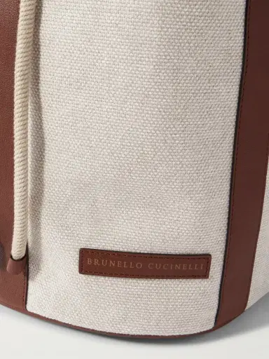 Brunello Cucinelli Leather-Trimmed Cotton and Linen-Blend Canvas Backpack - Men | Thumbnail 4 Brunello Cucinelli Leather-Trimmed Cotton and Linen-Blend Canvas Backpack - Men | Thumbnail 4