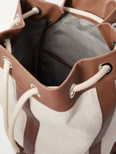 Brunello Cucinelli Leather-Trimmed Cotton and Linen-Blend Canvas Backpack - Men | Thumbnail 5 Brunello Cucinelli Leather-Trimmed Cotton and Linen-Blend Canvas Backpack - Men | Thumbnail 5