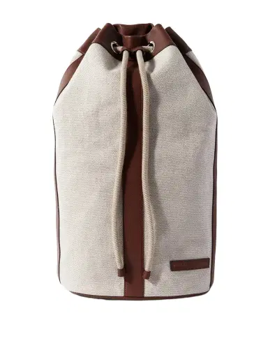 Brunello Cucinelli Leather-Trimmed Cotton and Linen-Blend Canvas Backpack - Men | Thumbnail 1 Brunello Cucinelli Leather-Trimmed Cotton and Linen-Blend Canvas Backpack - Men | Thumbnail 1