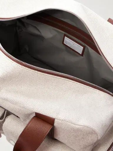 Brunello Cucinelli Leather-Trimmed Canvas Weekend Bag - Men | Thumbnail 5 Brunello Cucinelli Leather-Trimmed Canvas Weekend Bag - Men | Thumbnail 5