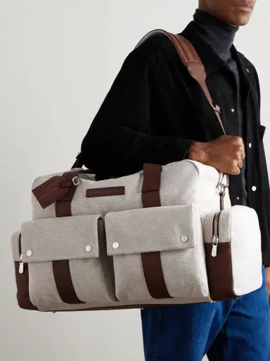 Brunello Cucinelli Leather-Trimmed Canvas Weekend Bag - Men | Thumbnail 6 Brunello Cucinelli Leather-Trimmed Canvas Weekend Bag - Men | Thumbnail 6