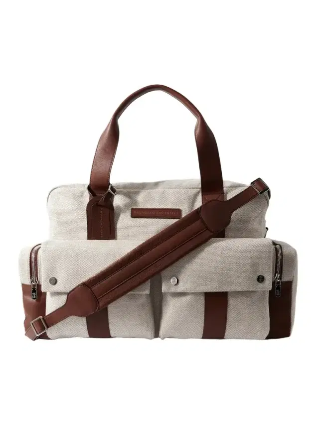 Leather-Trimmed Canvas Weekend Bag - Men