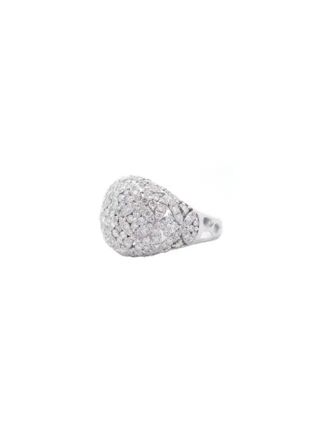 3.45ct Diamond 18K Gold Pave Dome Ring