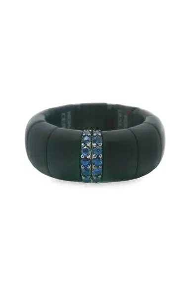 ROBERTO DEMEGLIO Two Blue Sapphire Black Pura Stretch Ring | Thumbnail 1 ROBERTO DEMEGLIO Two Blue Sapphire Black Pura Stretch Ring | Thumbnail 1