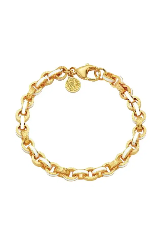 BUDDHA MAMA White Hammered Link Bracelet
