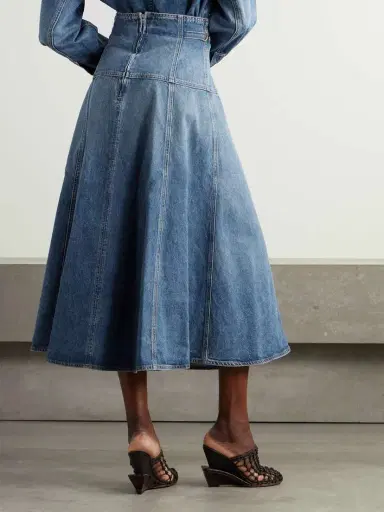 Ulla Johnson The Brigette Embellished Paneled Denim Midi Skirt | Thumbnail 3 Ulla Johnson The Brigette Embellished Paneled Denim Midi Skirt | Thumbnail 3