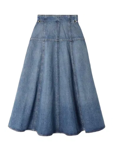 Ulla Johnson The Brigette Embellished Paneled Denim Midi Skirt | Thumbnail 1 Ulla Johnson The Brigette Embellished Paneled Denim Midi Skirt | Thumbnail 1