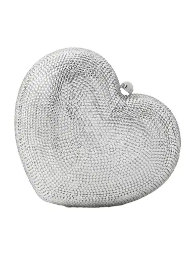 Judith Leiber Couture L'amour Petit Coeur Crystal-embellished Silver-tone Clutch | Thumbnail 1 Judith Leiber Couture L'amour Petit Coeur Crystal-embellished Silver-tone Clutch | Thumbnail 1