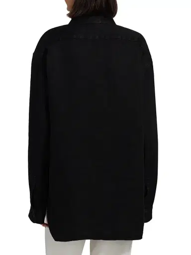 The Row Women's Nesson Linen Oversized Pocket Shirt - Black | Thumbnail 5