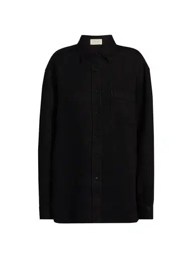The Row Women's Nesson Linen Oversized Pocket Shirt - Black | Thumbnail 1