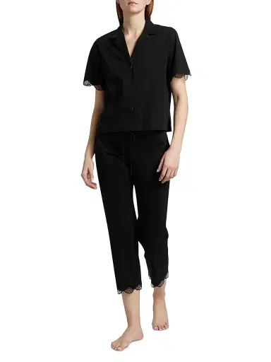 Natori Women's Bliss Serenity Cotton Pajamas - Black - Size Medium | Thumbnail 2