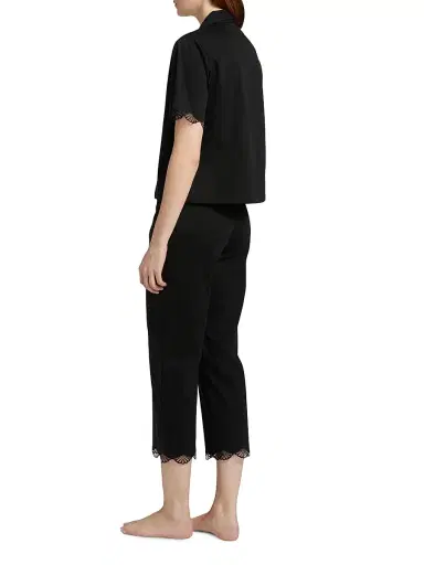 Natori Women's Bliss Serenity Cotton Pajamas - Black - Size Medium | Thumbnail 5