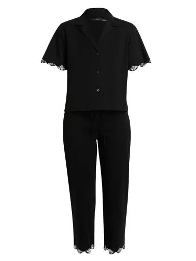Natori Women's Bliss Serenity Cotton Pajamas - Black - Size Medium | Thumbnail 1
