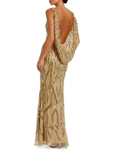 Mac Duggal Women's Evening Beaded Open Back Sleeveless Gown - Gold | Thumbnail 2