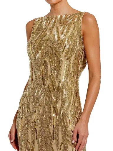 Mac Duggal Women's Evening Beaded Open Back Sleeveless Gown - Gold | Thumbnail 3