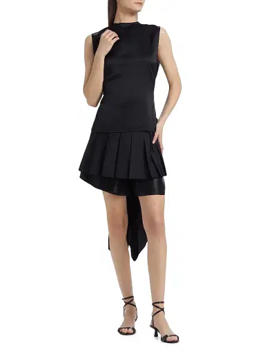 Helmut Lang Women's Draped Silk Charmeuse Scarf Top - Black - Size Medium | Thumbnail 3