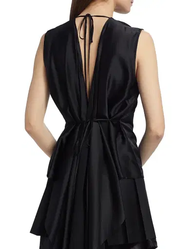 Helmut Lang Women's Draped Silk Charmeuse Scarf Top - Black - Size Medium | Thumbnail 6