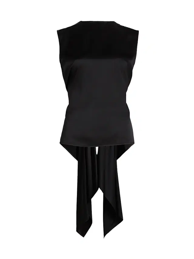 Women's Draped Silk Charmeuse Scarf Top - Black
