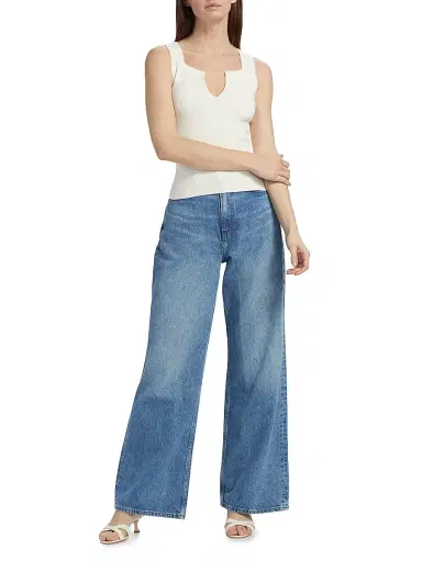 Reformation Women's Rylie Cotton Sweater Tank - Fior Di Latte - Size Large | Thumbnail 2