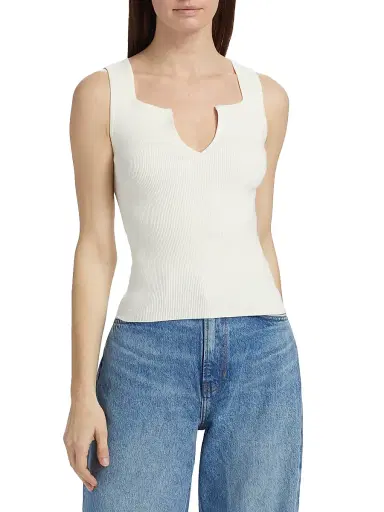 Reformation Women's Rylie Cotton Sweater Tank - Fior Di Latte - Size Large | Thumbnail 3