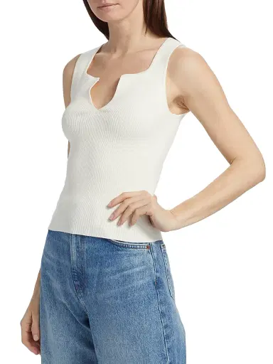 Reformation Women's Rylie Cotton Sweater Tank - Fior Di Latte - Size Large | Thumbnail 4