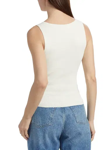 Reformation Women's Rylie Cotton Sweater Tank - Fior Di Latte - Size Large | Thumbnail 5