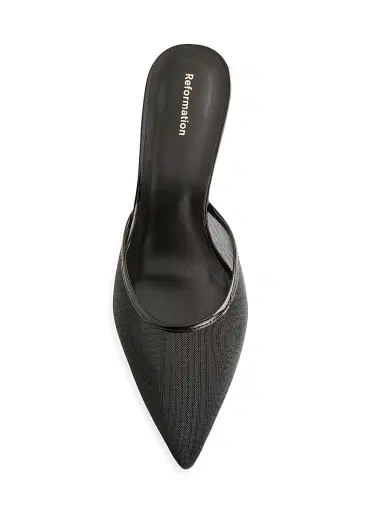Reformation Women's Wilda 50MM Mesh Kitten-Heel Mules - Black - Size 10 | Thumbnail 2