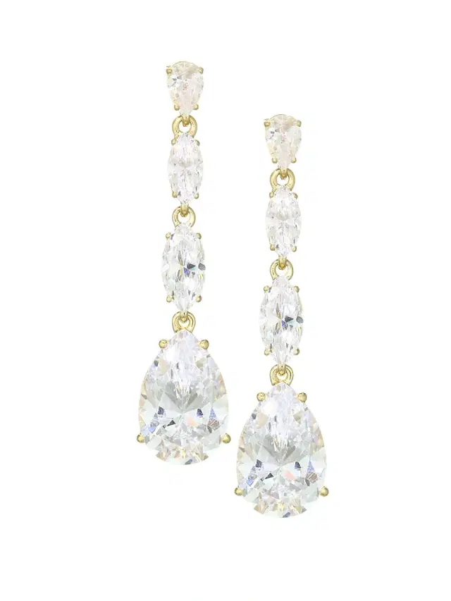 Women's 18K-Gold-Plated Sterling Silver Pear Linear Drop Earrings
